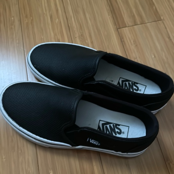 Classic Vans black perforated hole slip ons - Picture 1 of 3